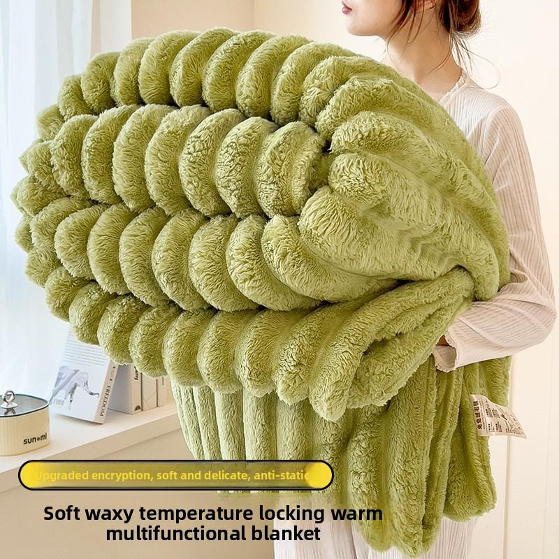 

Роскошное одеяло из белого кораллового флиса - Мягкий геометрический полосатый узор, Удобное покрывало для всех сезонов, Одеяло для кровати, Одеяло для дивана 100*150cm зелёный