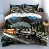 "Vintage Train Adventure In Nature" Kid'S And Adults' Bedroom Decor, Exquisite Three-Piece Bedding Set Gift
