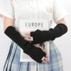 Women Fashion Fingerless Mittens White Black Cosplay Anime Gloves Winter Arm Warmers Gothic Harajuku Knit Mitten Arm Sleeves