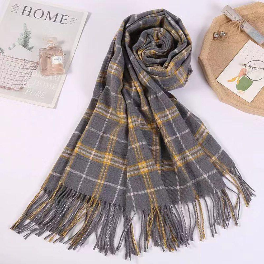 Girls Imitation Cashmere Lattice Stripe Checked Grid Wraps Korean Long Shawls Women Winter Scarves