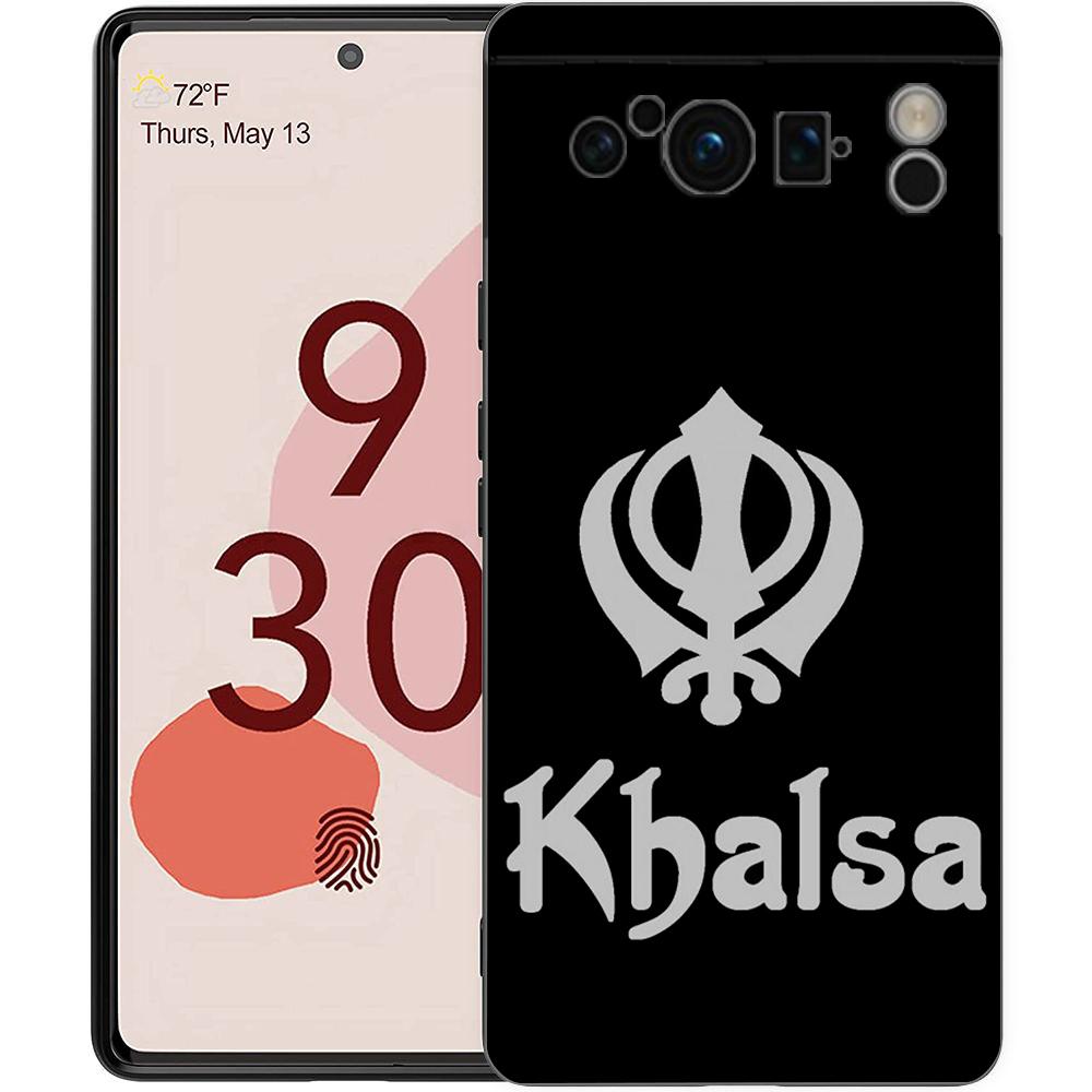

Luxury Phone Case For Google Pixel 10 9 8 9A 8A 7 7A 6 Pro XL 6A 5G Black Soft Back TPU Cover Sikh Khanda Sikhism Pixel 8