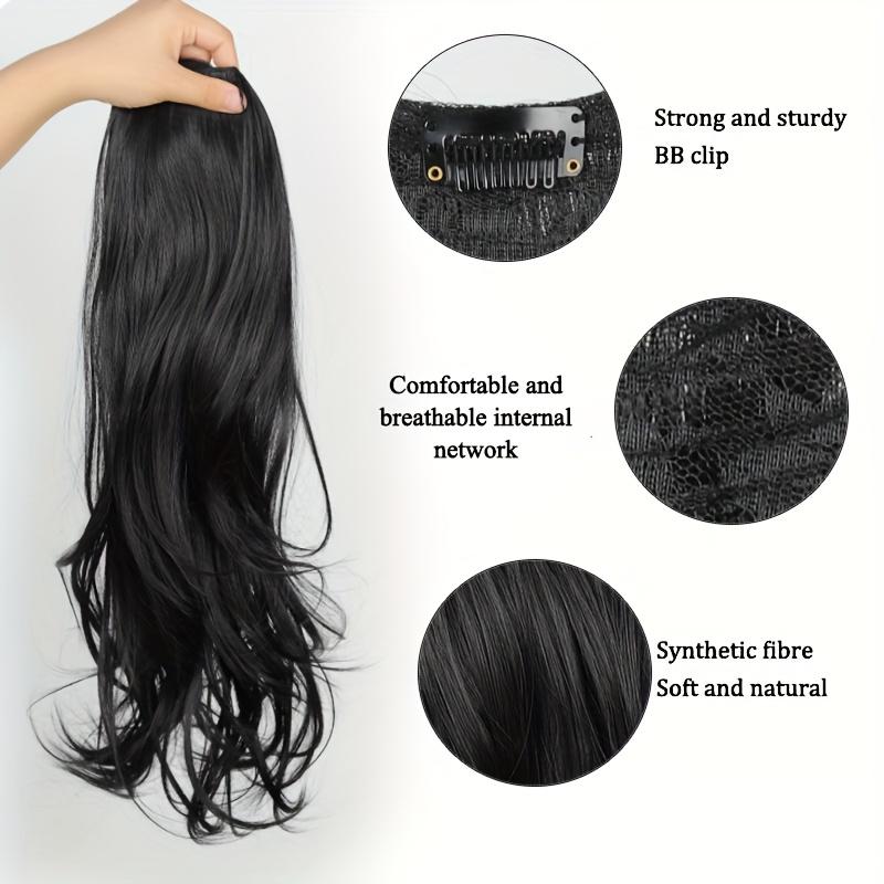 Synthetic Long Culry Hair Extension V-shaped One Piece Fluffy Invisible Hair Black Brown Hairpiece for Women