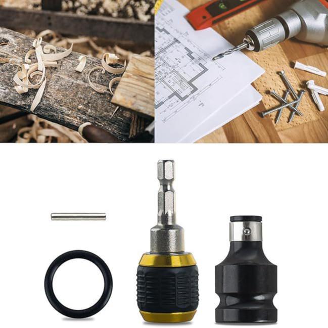 Telescopic Electric Wrench with 1/2 To 1/4 Drill Chuck, Hex Socket, Spring Sleeve & Quick-Release, Large Head, 60mm