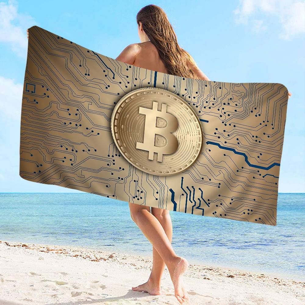 Trends Bitcoin Microfiber Printed Beach Towel Mountain Climbing Yoga Beach Swimming Running Absorbent Soft Towel
