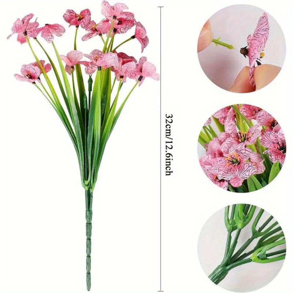 6pcs Artificial Wild Violet Flowers, for Indoor and Outdoor Hanging Plants, Farmhouse Decoration, Tabletop Placement,  Without Container