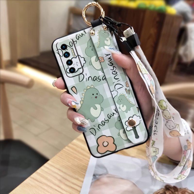 Protective Wristband Phone Case For Tecno Camon17P Kickstand Back Cover Ring Anti-knock Anti-dust Fashion Design Cute