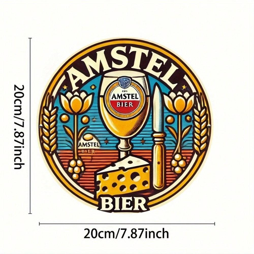Vintage Amstel Bier Tin Sign 8x8 Retro Aluminum Wall Art for Home Bar Pub Decor