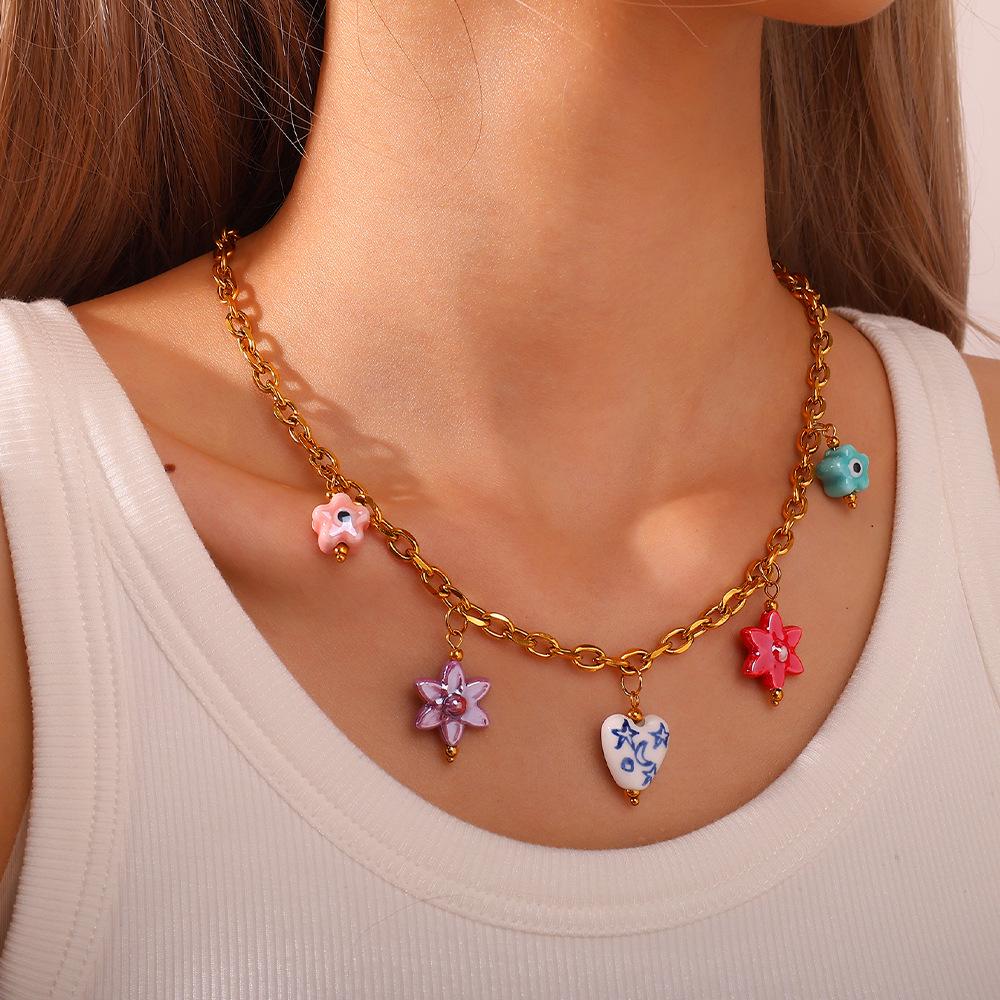 Hexagonal Flower Ceramic Beads for DIY Bracelet & Necklace Jewelry Making