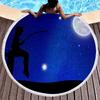Oil Painting Round Beach Towel,Night Sky Star Moon Print Sand Resistant Beach Blanket,Absorbent Quick Dry Pool Towel Picnic Mat