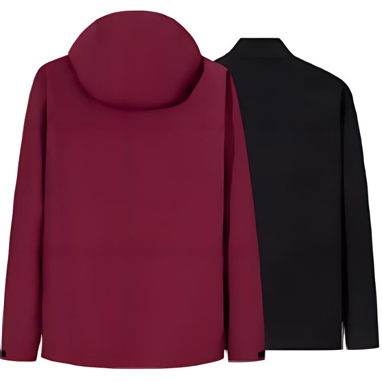 Anta Simple Solid Color Hooded Fleece Waterproof Windproof Breathable Warm Jacket Men Jacket Dark-Red Basic-Black 152510607-5