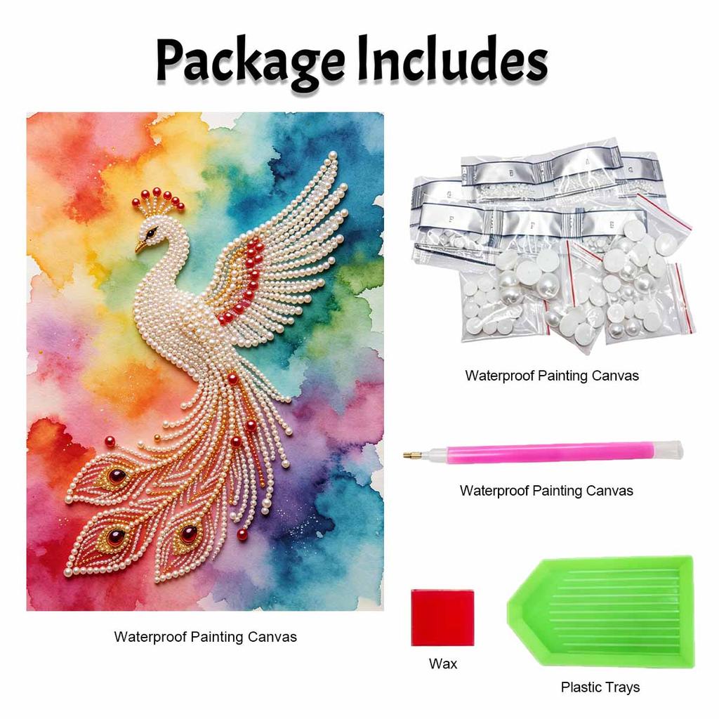 DIY Pearl Gem Vibrant Peacock Painting Shining Bead Craft Art Home Wall Ornament Simple Unframed Room Decoration Art Elegant Aesthetic Gift