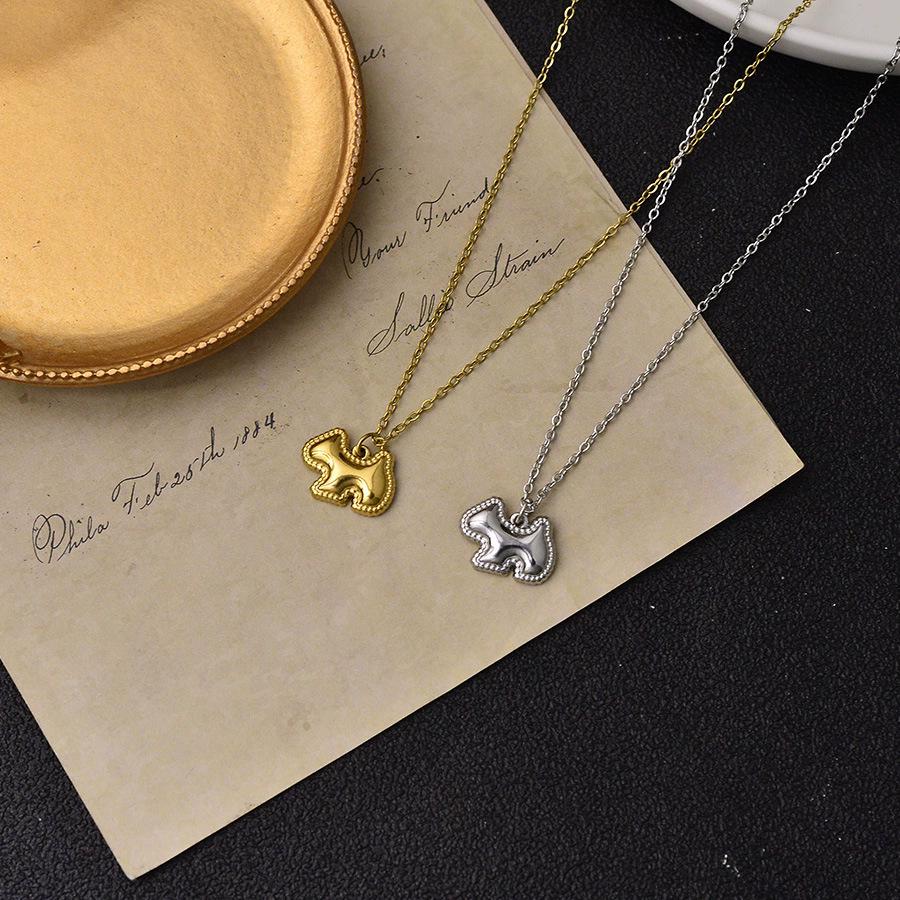 18K Gold Stainless Steel Puppy Necklace - Cute & Exquisite Women's Clavicle Chain, Non-Fading.