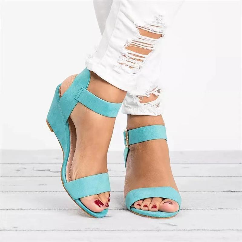 Fashion Summer Women's Sandals Fashion Wedge Heel Casual Shoes Open Toe Women Large Size Sandals Simple Female Shoes Suede Zapatos Mujer