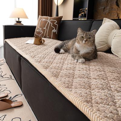 1pc Vintage-Inspired Corduroy Quilted Sofa Cover with Non-Slip Backing, Soft Colour Geometric Pattern, Machine Washable Sofa Pad