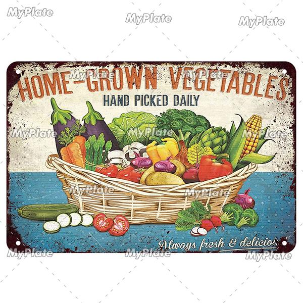 [MyPlate] Vintage Garden Retro Poster Plant Flowers Metal Sign Plate Tin Sign Wall Crafts Decor For Home Plaque Decoration Gift