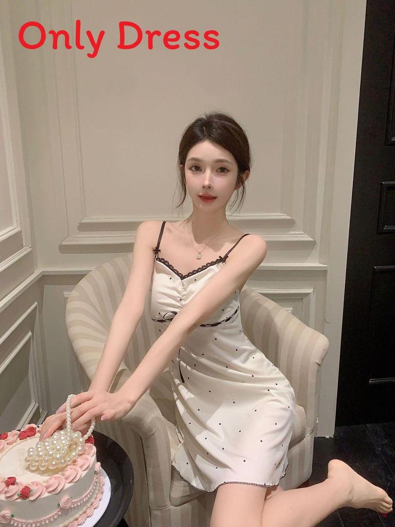 Ice Silk Sleeveless Sleepwear For Women With Padded Bust Summer Home Lounge Dress