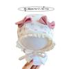 Baby Mädchen Hut mit Blumenmuster und Ohrenschutz mit süßer Schleife Neugeborenen Mützen Spitze Rüsche Säugling Baumwolle Schnürkappen für 0-12 Monate