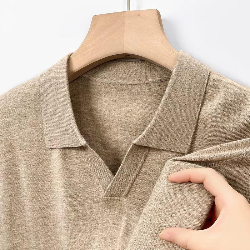 Herren Langarm Polo-Pullover mit Umlegekragen