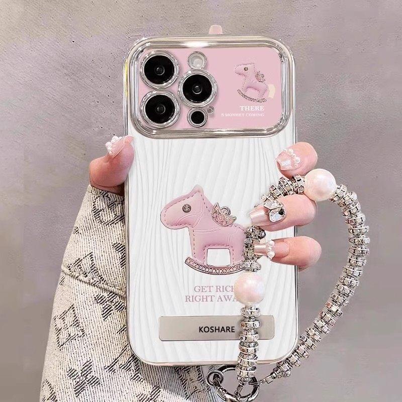 Pink diamond pony is suitable for Apple mobile phone case 17promax new 16promax cartoon electroplating Apple 17promax