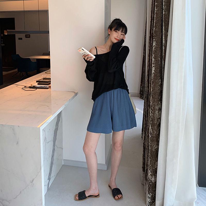 

Женские шорты больших размеров с высокой талией, летние, для работы - Корейский стиль, А-силуэт, свободные, с широкими штанинами, повседневные брюки 4XL (Recommended 90-100 kg)