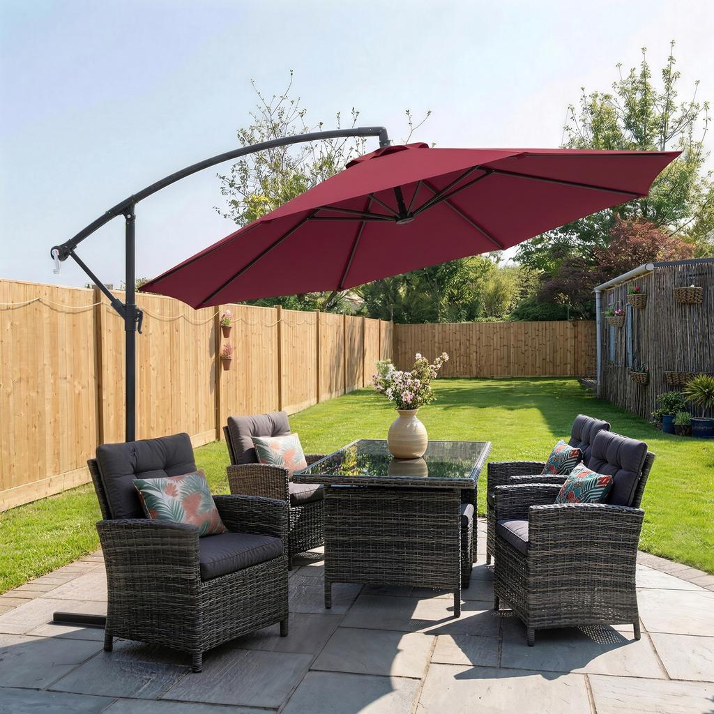 3m Water Resistant Terylene Hanging Parasol Wine Red