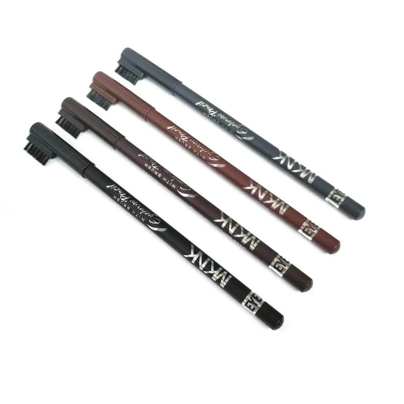Wooden Double-Ended Eyebrow Pencil 4 Colors Waterproof Smudge Proof Eyeliner Pen Matte Long Lasting Chromogenic Makeup Pen