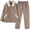 Pajamas Men'S Winter Three-Layer Thickened Fleece Woven Cotton-Padded Jacket Men'S Autumn And Winter Coral Fleece Loungewear