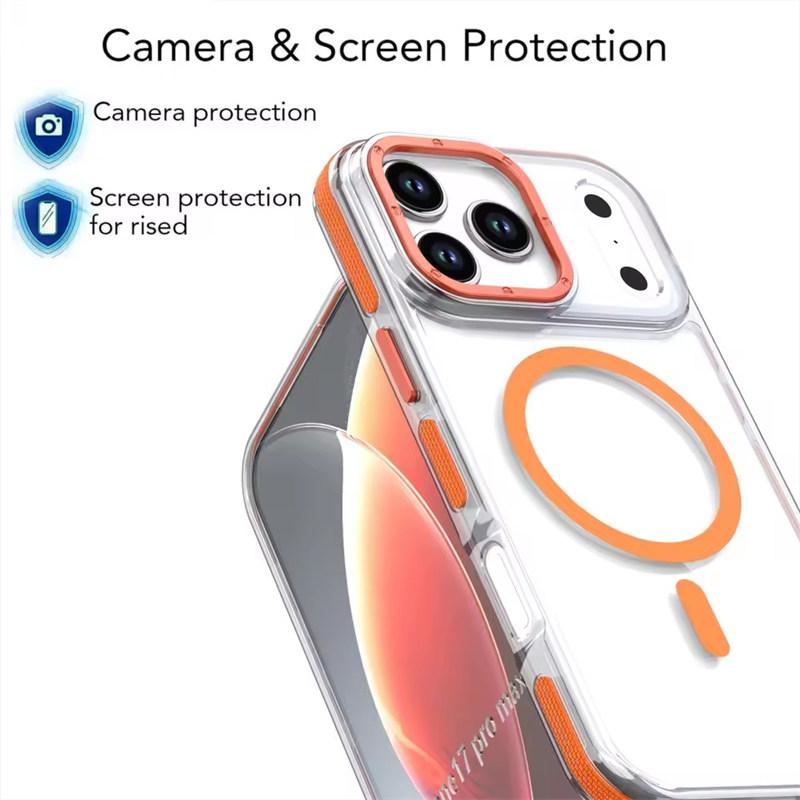 Luxury Shockproof Magsafe Wireless Charge Clear Case For iPhone 17 Pro Max 16 15 14 Plus 13 12 Pro Max 16e 17Air Magnetic Cover