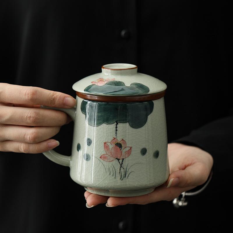 Handbemalte Keramik-Teetasse, Tee-Trenntasse, Persönliche Spezial-Bürotasse, Hochwertige Teetasse als Geschenk