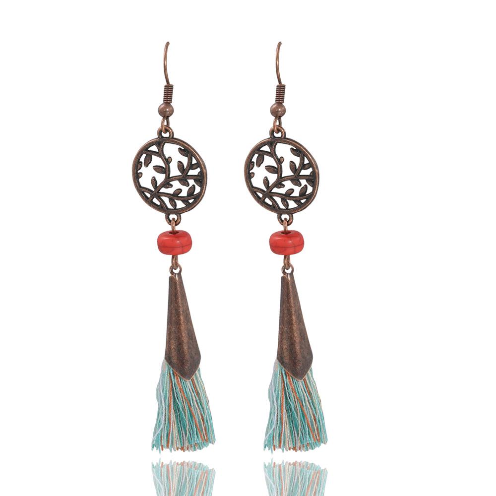 

Винтажные серьги-кисточки с круглыми бирюзовыми полыми цветами