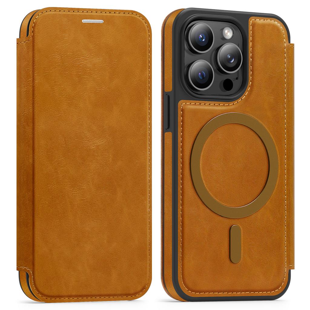 For iPhone 14 Pro Case Compatible with MagSafe RFID Blocking Card Holder Leather Phone Cover