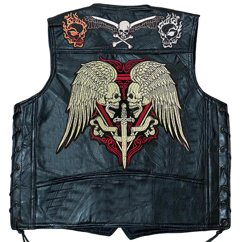 Trendy Men's And Denim Horse Oversized Embroidered Vest With Sleeveless Personalized Casual Camisole Braiding the thread 02-1