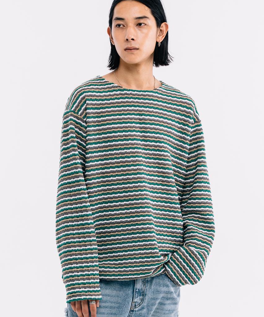 VASTIC Oversized Grunge Striped Knit_Green
