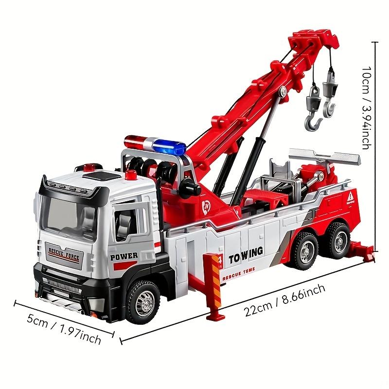 Heavy-Duty Rescue Tow Truck Toy with Retractable Tow Hook Realistic Sound Effects and Liftable Flatbed for Boys and Girls Ages 6 and Up Ideal Gift