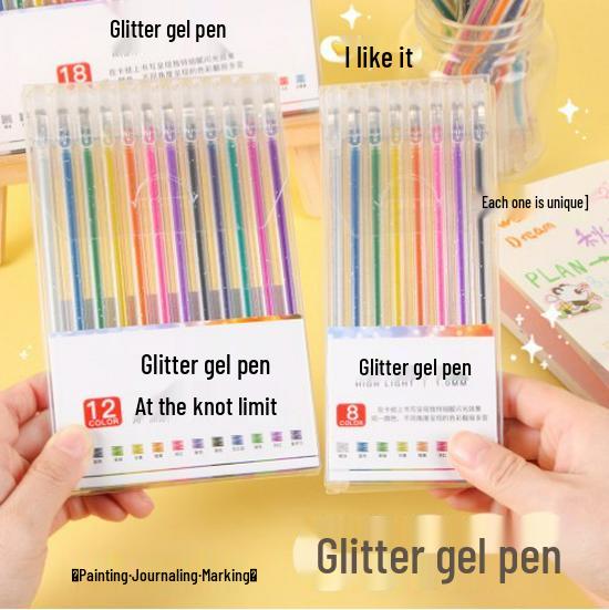 

Блестящие гелевые ручки с шиммером для школьников - Флуоресцентные маркеры для детских дневников и блокнотов