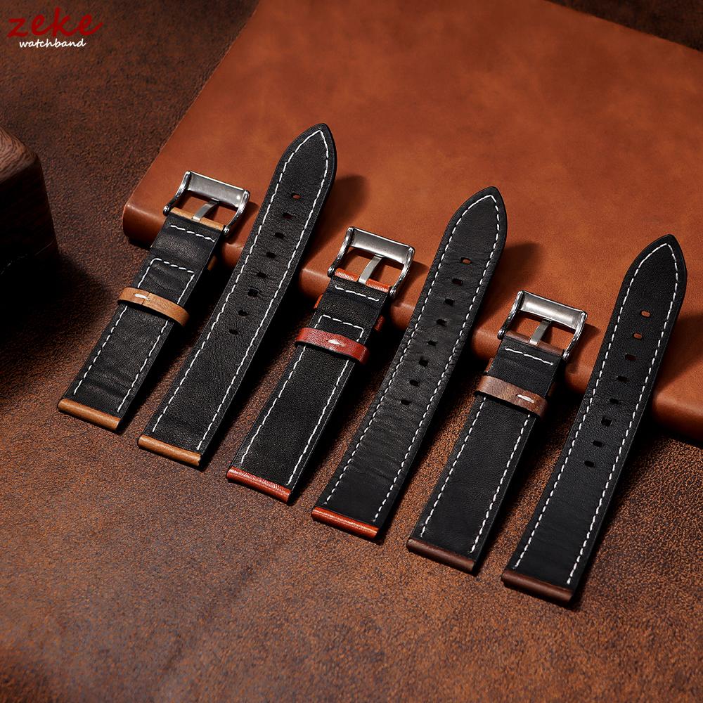 Vintage Oil Wax Leather Watchband 20mm 22mm for Omega for Seiko Wristband Stitching Cowhide Strap Watch Band Men Women Bracelets