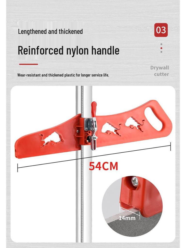 Multi-Functional Gypsum Board Cutter with Folding Handle and Dust-Free Stainless Steel Blade