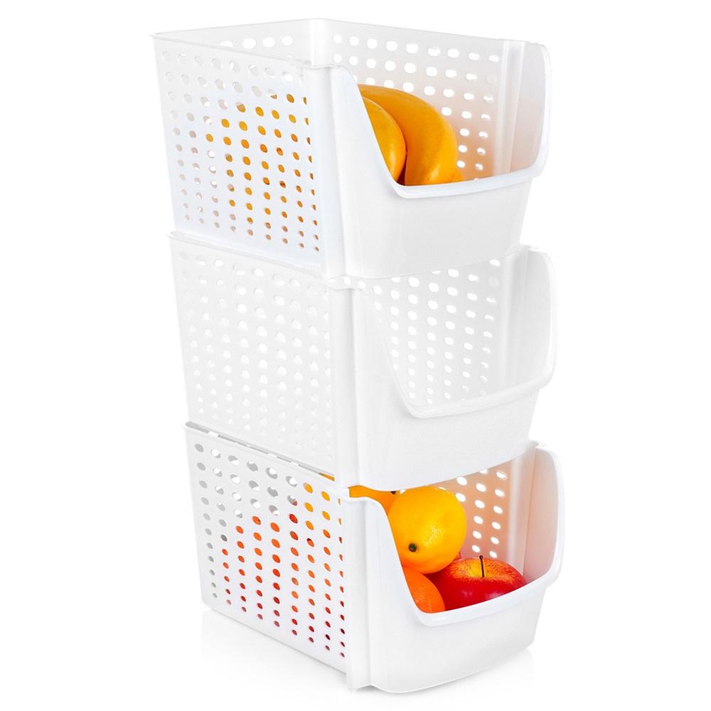 Vegetable and fruit container white 29x21x16 cm 3 pcs.