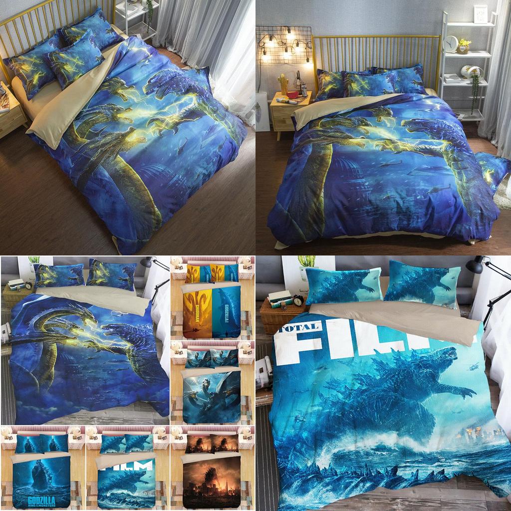 3d Godzilla Newest King Of The Monsters Design Bedding Set Duvet Cover 3pc