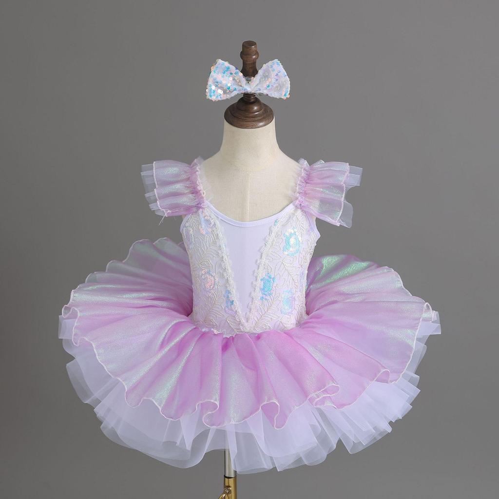 1. Juni Kindergarten Mädchen Ballett Kostüm - Flauschiger Gaze Rock mit Pailletten, Süßes Prinzessinnenkleid