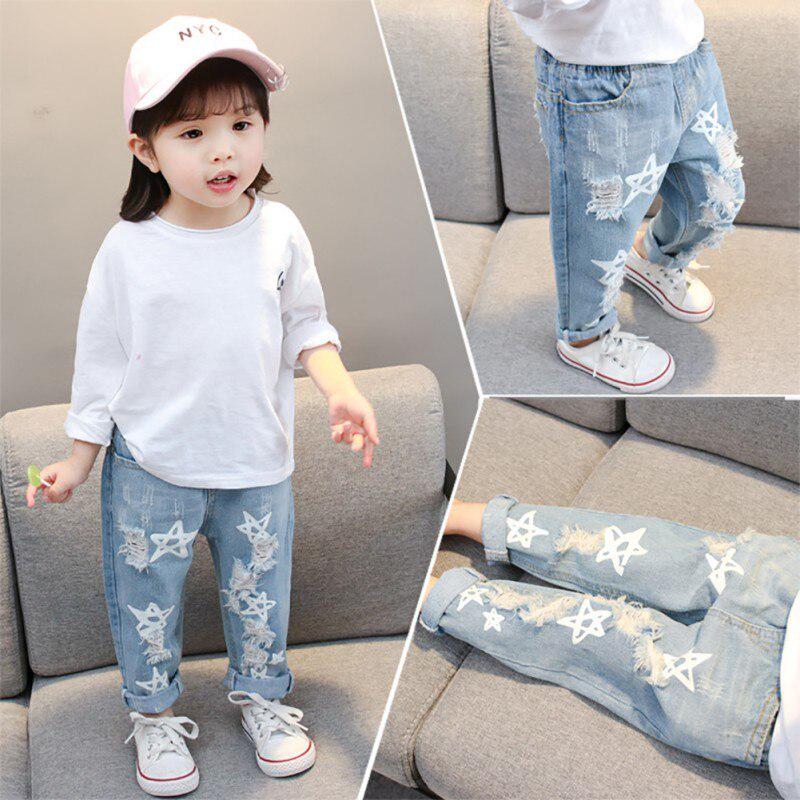 Children Boys Girls Ripped Hole Jeans Fashion Teens Light Blue Slim Denim Pants Buy At A Low Prices On Joom E Commerce Platform
