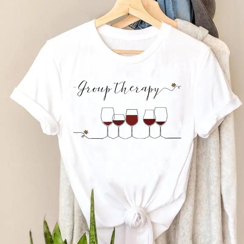 

Футболки Футболка Модный тренд с коротким рукавом Женская футболка Топ Винный стиль Трендовый принт Женская футболка с принтом Путешествия Графический L