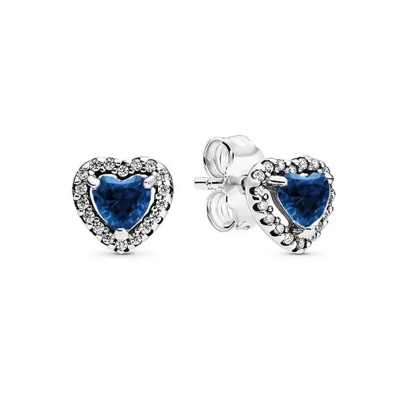 925 Sterling Silver Various Colors Classic Shiny Heart-shaped Earrings Exquisite Light Luxury Charm Jewelry 2025