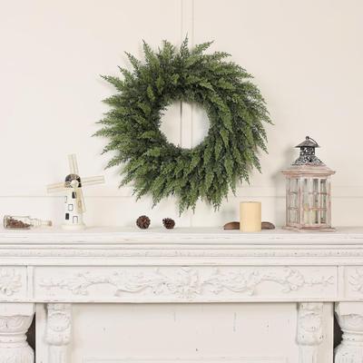 Christmas Wreath Real Touch Faux Cedar Large Green Garland Front Door Windows Festive Party Decor DIY Decoration