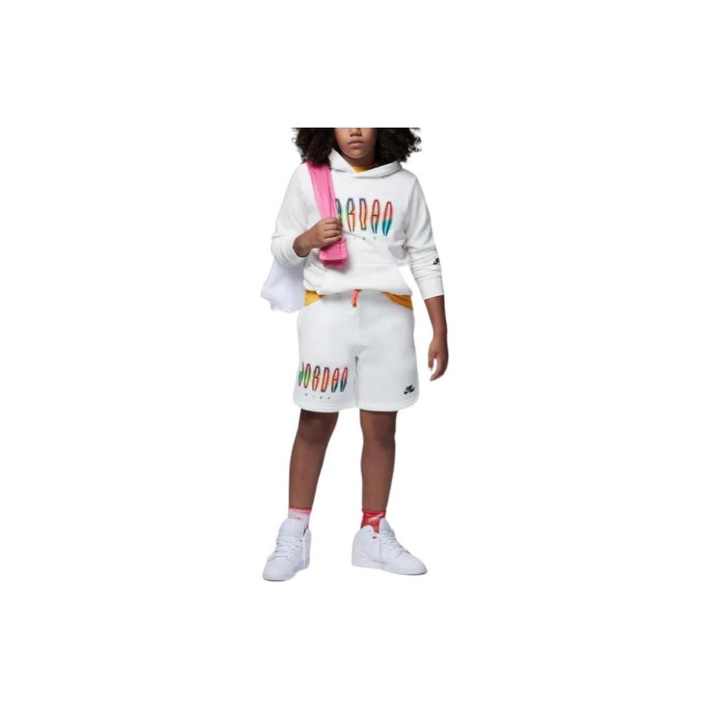Jordan Mj Mvp French Terry Pullover Hoodie Logo Print Kids Hoodies Sail-White FB1644-133