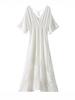 Elegant French Fashion V-Neck Lace Dress: Sexy, Waist-Cinching, Slim-Fit, Ruffled Long Skirt