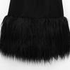 2025 European & American Style Women's Faux Fur Hem Dress - French Design, Spring/Autumn Fashion