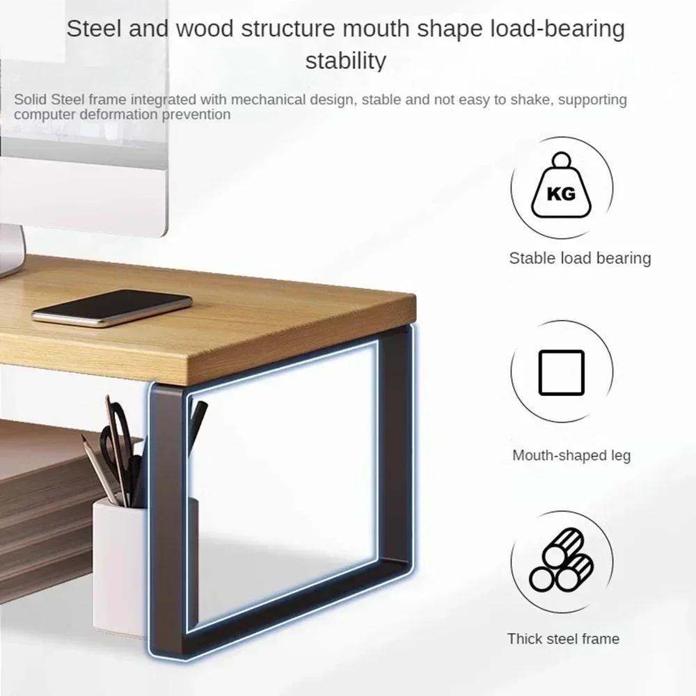Office Desktop Computer Stand Rack Bracket Raised Shelf Laptop Monitor Wooden Table Home Storage Holders Utility Accessories