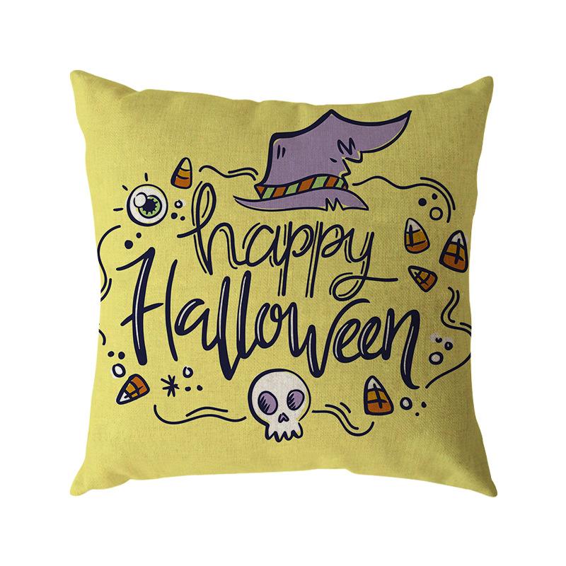 Funda de Almohada de Lino de Halloween Impresión Digital Decoración Festival de Halloween Almohada para Sofá