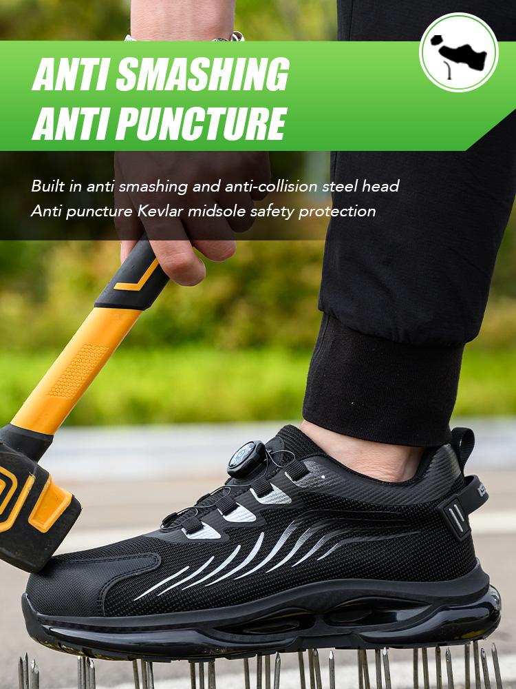Rotating Button Work Safety Shoes Men Women Steel Toe Shoes Protective Safety Boots Puncture-Proof Indestructible Work Sneakers